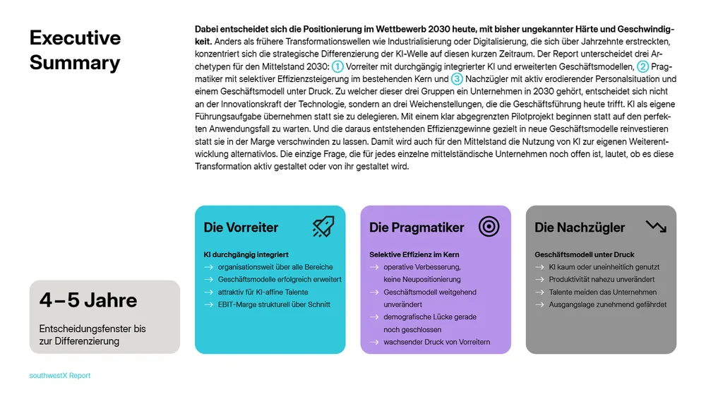 Report-Seite: Drei Szenarien für 2030